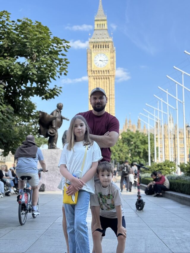 Maks with his family in Westminster, London.